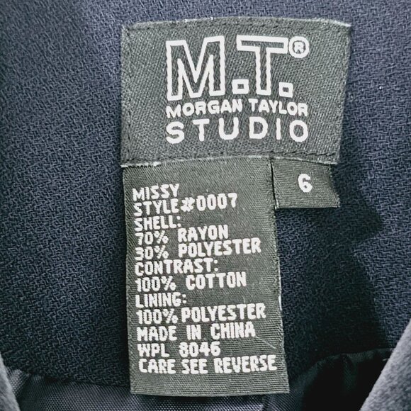 Vintage Morgan Taylor Studio Navy Blue Blazer Jacket Velvet Cuffs Size‎ 6《903》J - Picture 8 of 9